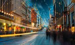 Vánočně nasvícená ulice Aleksanterinkatu v Helsinkách