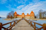 Hrad Trakai, most, v zimě