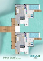 Water villa s bazénem - půdorys