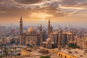 EG - The Mosque-Madrasa of Sultan Hassan at sunset, Cairo Citadel, Egypt.