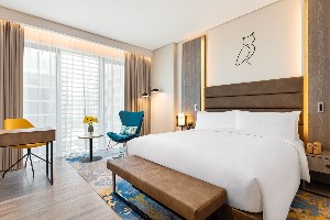 Relaxing city-view room with premium amenities.